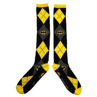 Batman Batgirl Bat Signal Logo Superhero Argyle Knee High Socks