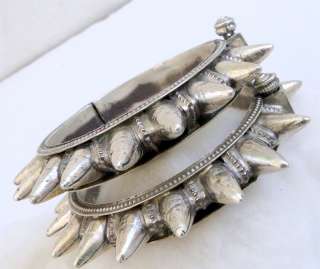 vintage 925 sterling silver spike bangle pair bracelet cuff tribal 