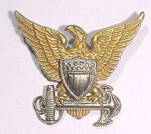 WW2 USCG Officers Sterling Hat Badge US Coast Guard   H H Maker 