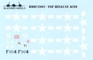 Decals Blackbird 1/72 GRUMMAN F6F HELLCAT ACES  