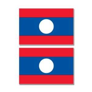 Laos Country Flag   Sheet of 2   Window Bumper Stickers