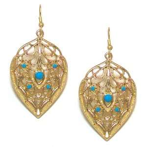 Just Give Me Jewels Goldtone Filigree Style Dangle Earrings with 