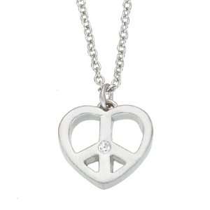   gold LOVE PEACE SIGN with White diamond pendant necklace Jewelry