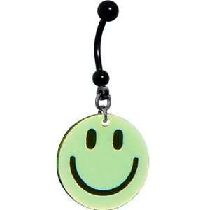  Glow In The Dark Smiley Face Belly Ring Jewelry