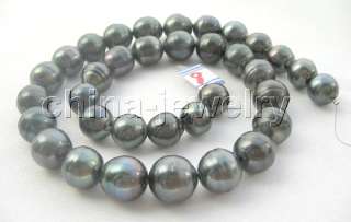 AMAZING AAA+ Tahitian 13mm BLACK baroque south sea pearl necklace 35 