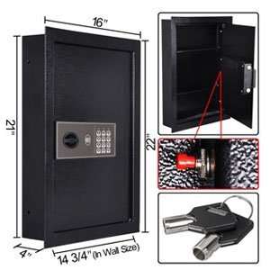 Quality 16 X 4 X 22 In Inch Home Security Electronic Digital Wall Safe 