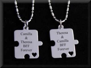  STAINLESS STEEL PUZZLE PIECE PENDANTS NECKLACE CUSTOM ENGRAVED FREE