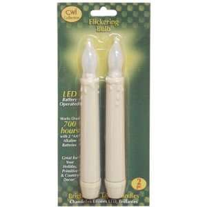  LED Flickering Candlesticks Beige   2/Pkg 700+ hours 