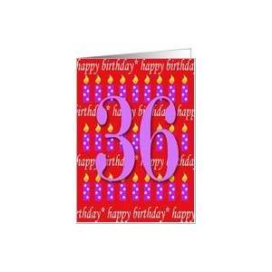  36 Years Old Lit Candle Happy Birthday Card Toys & Games