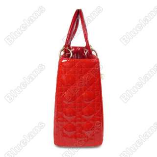 Celebrity Women Patent leather Pearl Chain Handbag Tote Shoulder Bag 