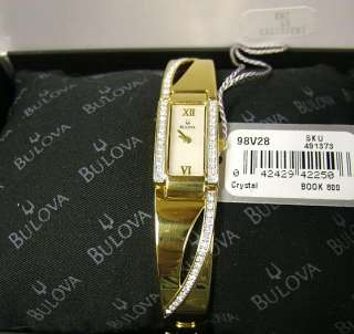 Bulova Womens 98V28 Crystal Bangle Watch   