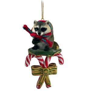  Raccoon Candy Cane Christmas Ornament
