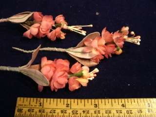 Vintage Millinery Flower lot of3 Doll Size NM6 Coral  