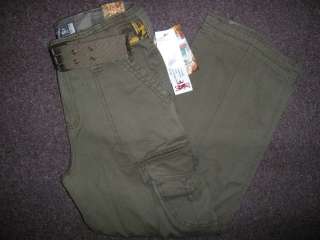 NWT WEARFIRST Boys 6 Pocket Cargo Pants w/ Belt Sz 12 OLIVE GREEN 