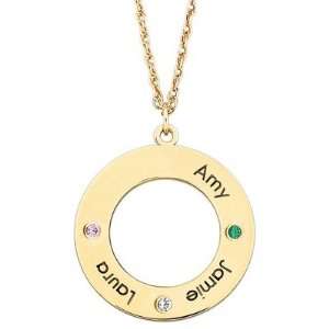Personalized 14k Gold/sterling Family 3 Name And Birthstone Disk 
