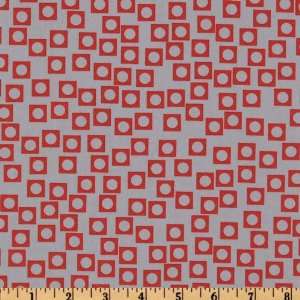   Pips Squares Cherry/Grey Fabric By The Yard Arts, Crafts & Sewing
