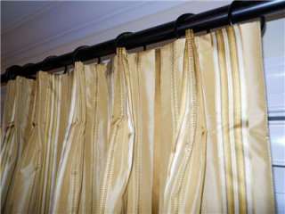 taffeta silk drapes designer striped curtains yellow gold custom made 