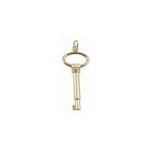  Large Skeleton Key Charm in Yellow Gold Jewelry