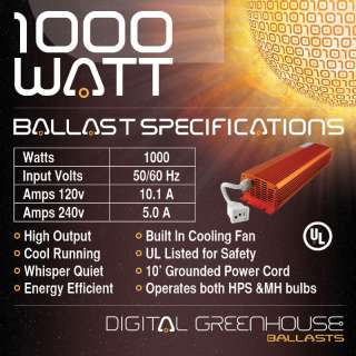   DIGITAL BALLAST & BULB Combo Kit GROW LIGHT HPS MH Lamps 1000w w UL