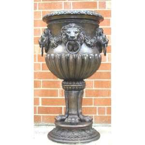   Galleries SRB30192 Lion Urn with Rings   Bronze