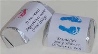 30 BABY SHOWER FOOTPRINTS HERSHEY CANDY LABELS FAVORS PERSONALIZED 