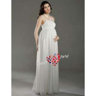 Empire Halter Floor length Maternity Wedding Dress  