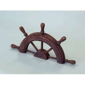 Wooden Half Ship Wheel 25   Ship Wheels Wooden & Brass   Nautical 