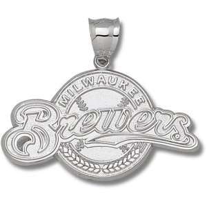  Milwaukee Brewers MLB Baseball Giant Pendant (Silver 