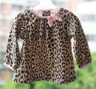 Baby Girls Animal Leopard Print Top Tee T Shirts Size 6 9 12 18 24 