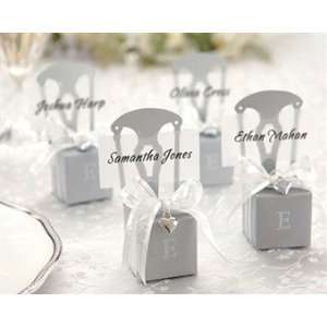  Miniature Silver Chair Favor Box w/ Heart Charm & Ribbon 