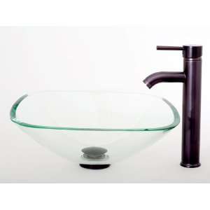  Bathroom Glass Vessel Sink and Oil Rubbed Bronze Waterfall 