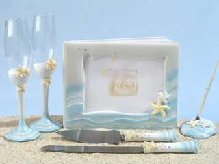   Wedding Guest Book, Pen, Toasting Flutes & Cake Server Set New  