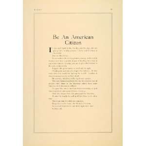  1917 American Citizen WWI Patriotism Patriotic Message 