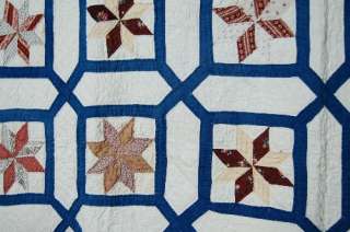 AMAZING 1870s Stars Antique Quilt ~GARDEN MAZE GATING  