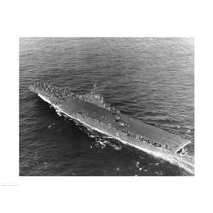 High angle view of an aircraft carrier in the sea, USS Princeton (CV 