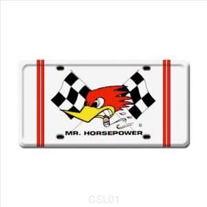    Mr. Horsepower A104 White Checkered Flag License Plate Automotive