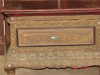 LARGE MOROCCAN ONATE WOOD CHEST TRUNK  