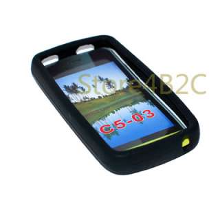 Silicon silicone skin case cover + Screen Protector Guard for NOKIA C5 