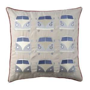 BEIGE RED BLUE CAMPER VAN EMBROIDERED 18 CUSHION COVER PILLOW CASE 