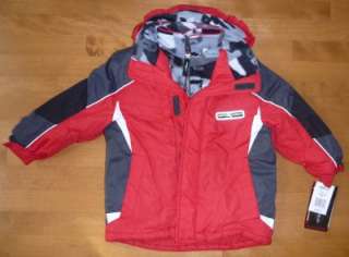 NWT Boys Red ZEROXPOSUR Winter Coat Ski Jacket Size 4 or 5/6 Camo 