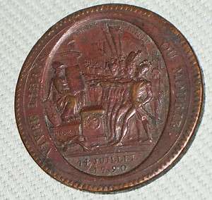 1792 Augustin Dupré Bronze Coin Monneron Medal  
