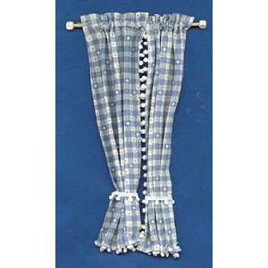  Miniature Blue Plaid Country Curtains Toys & Games