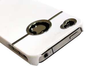 DELUXE WHITE COVER W/CHROME FOR iPhone 4 4G 4S CASE  