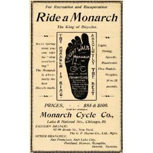   Ad Monarch Cycle Company Bicycle Foot Tonic King   Original Print Ad