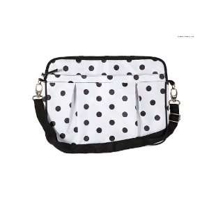 Pinup Retro Black & White Polka Dot Padded Laptop Bag   Medium 13 