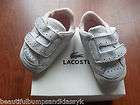GENUINE BABY GIRLS WHITE LEATHER LACOSTE TRAINERS SHOES 3 6 MONTHS 