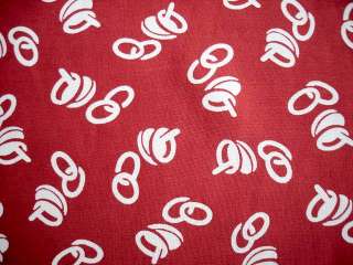 Vintage Rayon Screen Printed Ring Toss Print 1940S Red  