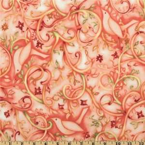  44 Wide Love Bird Vines Peach Fabric By The Yard Arts 