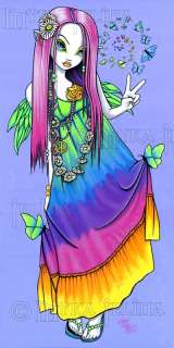 Rainbow Hippie Butterfly Fairy Original PAINTING Chloe  