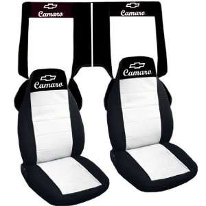 Black and white, 2001 Chevrolet Camaro car seat covers. Front and back 